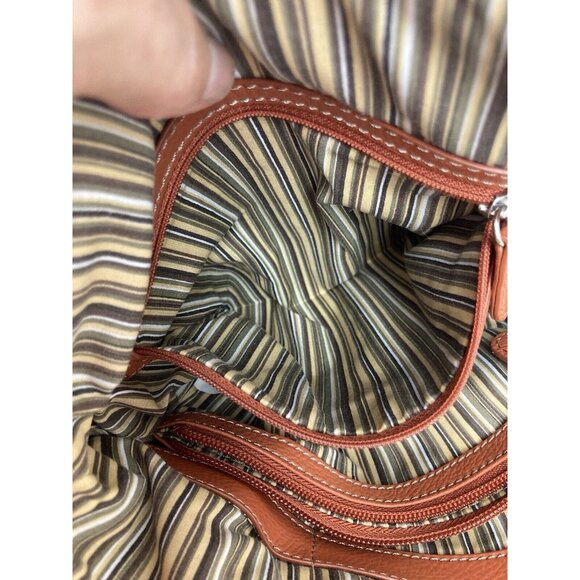 Clarks Pebbled Leather Purse Rust Orange Medium Boho Travel Satchel Double Strap - Picture 11 of 13